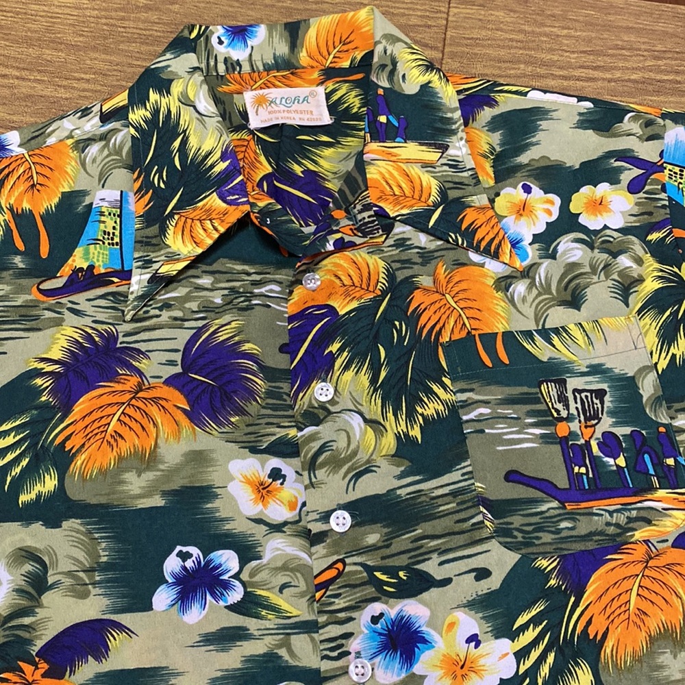 Vintage XL Aloha Lightweight Polyester Tropical Hawaiian Short Sleeve Shirt